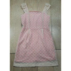 Fleet Collection Dress Boho Bohemian Eyelet Lace Fabric Ivroy Pink Medium